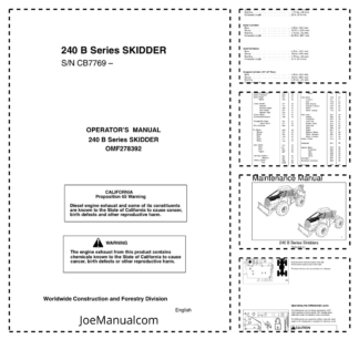 John Deere 240B Series Skidder Operators Manual SN CB7769 and UP OMF278392