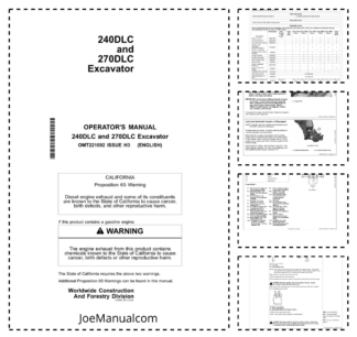 John Deere 240DLC 270DLC Excavator Operators Manual OMT221092-H3