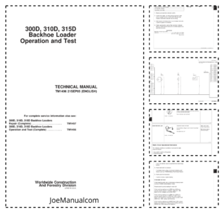 John Deere 300D 310D 315D Backhoe Loader Technical Service Manual TM1496