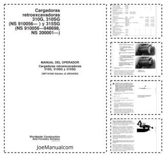 John Deere 310G 310SG 315SG Backhoe Loader Operators Manual OMT191040-J5 ES