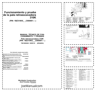 John Deere 310K Backhoe Loader Service Manual SN 1BZ310KC000001 and UP TM13056X96 ES