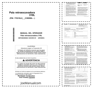 John Deere 310L Backhoe Loader Operators Manual OMT446049X063 ES