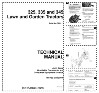 John Deere 325 335 345 Tractor Mower Technical Manual TM1760