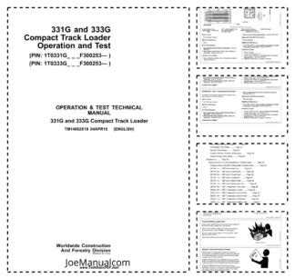 John Deere 331G 333G Compact Track Loader Operation and Test Service Manual TM14062X19