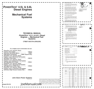 John Deere 4.5 L 6.8 L PowerTech Engine Mechanical Fuel Systems Service Manual CTM207