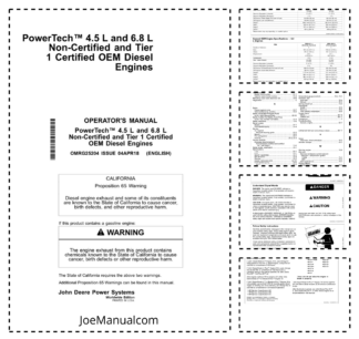 John Deere 4.5 L 6.8 L PowerTech Tier 1 Engine Operators Manual OMRG2504