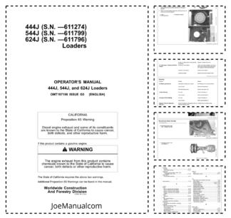 John Deere 444J 544J 624J Wheel Loader Operators Manual OMT197190-G0