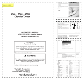 John Deere 450H 550H 650H Crawler Dozer Operators Manual MOT182515