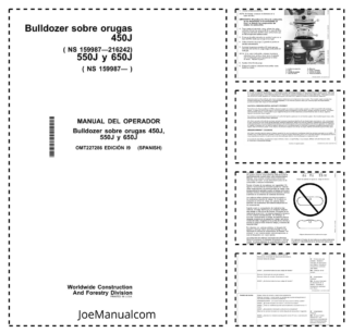 John Deere 450J 550J 650J Bulldozer Operators Manual OMT227286-I9 ES