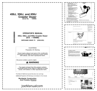 John Deere 450J 550J 650J Bulldozer Operators Manual SN -159986 OMT204685-F3