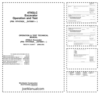 John Deere 470GLC Excavator Operation and Test Service Manual TM12174