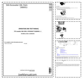 John Deere 50G Excavator Operation and Test Service Manual SN 280001 and UP TM12888