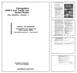 John Deere 524K-II Wheel Loader Operators Manual OMT386078X54-D8 PT