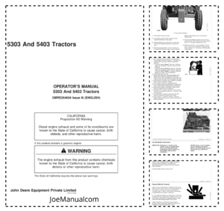 John Deere 5303 5403 Tractor Operators manual OMRE264654-I6