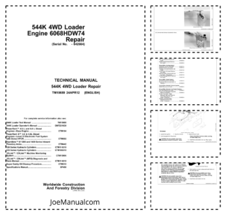 John Deere 544 4WD Wheel Loader with 6068HDW74 Engine Repair Technical Manual TM10689