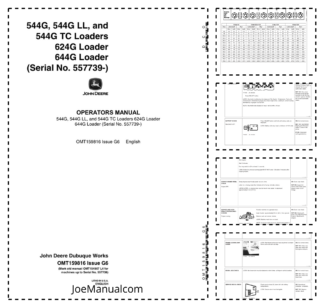 John Deere 544G LL TC 624G 644G Wheel Loader Operators Manual SN557739 and UP OMT159816-G6