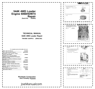 John Deere 544K 4WD Loader Repair Manual TM10689