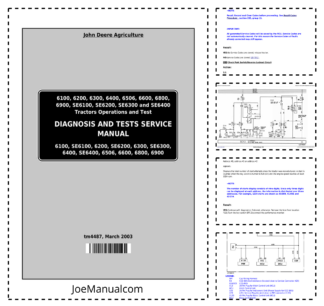 John Deere 6100 6200 6300 6400 6506 6600 6800 6900 and SE Series Tractor Diagnosis Service Manual TM4487