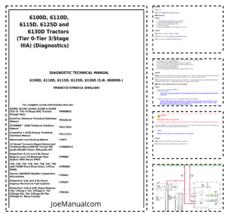 John Deere 6100D 6110D 6115D 6125D 6130D Tier 0-3 Tractor Diagnostic Technical Manual TM608719
