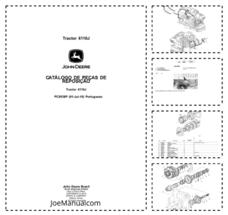 John Deere 6110J Tractor Parts Catalog PC8538P-10 PT