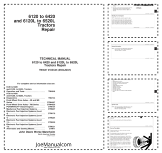 John Deere 6120 6420 6120L 6520L Tractor Repair Manual TM4647