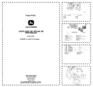 John Deere 6125J Tractor Parts Catalog PC8539P PT