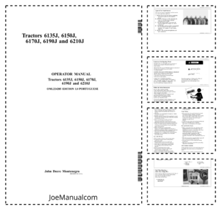 John Deere 6135J 6150J 6170J 6190J 6210J Tractor Operators Manual OML224285 PT