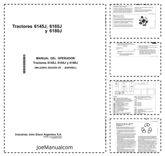 John Deere 6145J 6165J 6180J Tractor Operators Manual OML220993-D9 ES