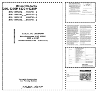 John Deere 620G 620GP 622G 622GP Grader Operators Manual OMT390955X54-A9 PT