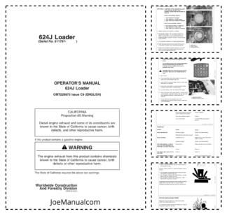 John Deere 624J Wheel Loader Operators Manual SN 611797 and UP OMT229875