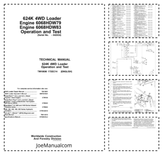 John Deere 624K 4WD Loader Technical Operation and Test Manual TM10690