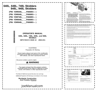 John Deere 640L 648L 748L 848L 948 Skidder Operators Manual OMT317601X19-A5