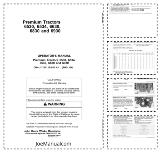 John Deere 6530 6534 6630 6830 6930 Tractor Operators Manual OMAL171331-A2