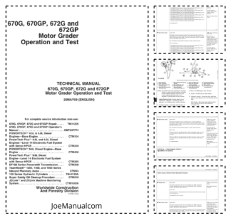 John Deere 670G 670GP 672G 672GP Grader Operation and Test Service Manual TM11204