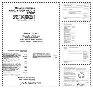 John Deere 670G 670GP 672G 672GP Grader Operation and Test Service Manual TM12310 PT