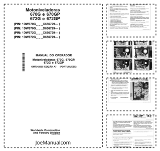 John Deere 670G 670GP 672G 672GP Grader Operators Manual OMT342635-A7 PT