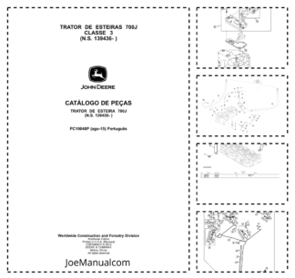 John Deere 700J Class 3 Bulldozer Parts Catalog SN 139436 and UP PC10040P PT
