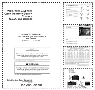 John Deere 7220 7320 7520 Tractor Operators Manual OMP70963-K4