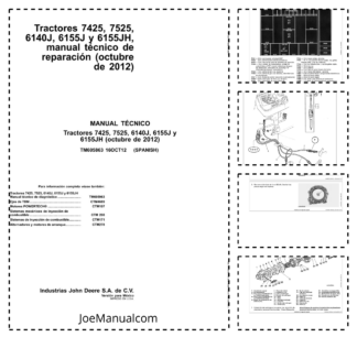 John Deere 7425 7525 6140J 6155J 6155JH Tractor Repair Manual TM605863 ES