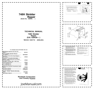 John Deere 748H Skidder Repair Manual SN 630436 and UP TM11813
