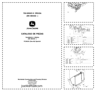 John Deere 750 II 850C II Oruga Bulldozer Parts Catalog SN 883332 and UP PC2832S ES