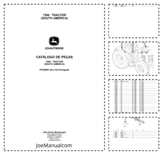 John Deere 7500 Tractor Parts Catalog PC9560P-12 PT