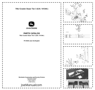 John Deere 750J Tier 3 Crawler Dozer Parts Catalog SN 141344 and UP PC10043-13