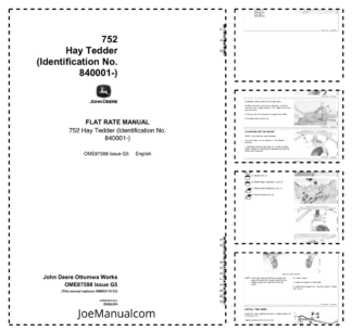 John Deere 752 Hay Tedder Operators Manual OME87598-G5