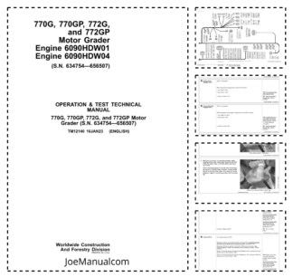 John Deere 770G 770GP 772G 772GP Grader Operation and Test Service Manual TM12140