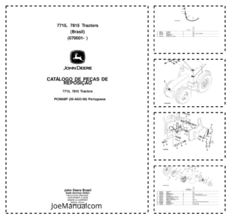 John Deere 7715 7815 Tractor Parts Catalog SN 070001 and UP PC9668P PT