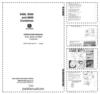 John Deere 9400 9500 9600 Combine Harvester Operators Manual OMH161694-C7