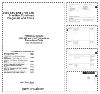 John Deere 9650 9750 STS Combine Harvester Diagnosis and Tests Service Manual TM2302