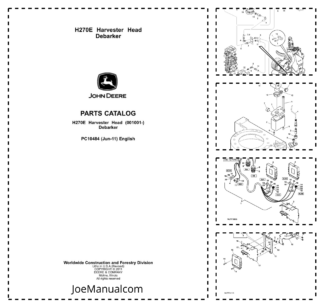 John Deere H270E Processing Head Debarker Parts Catalog SN 001001 and UP PC10484