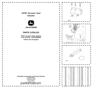 John Deere H270E Processing Head Debarker Parts Catalog SN EJH270E000600 and UP PC9781